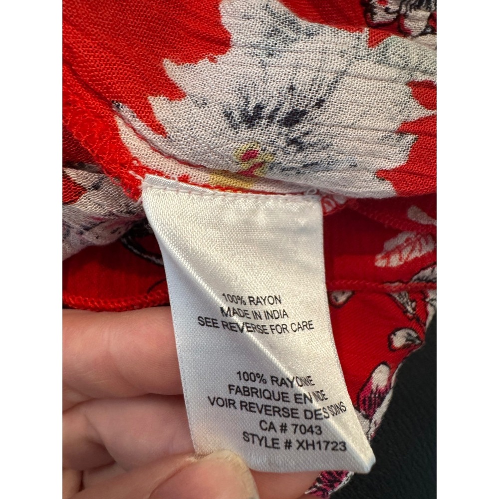 Patrons of Peace Anthropologie Red Floral Ruffle Peplum Cami Top Small - Picture 4 of 8
